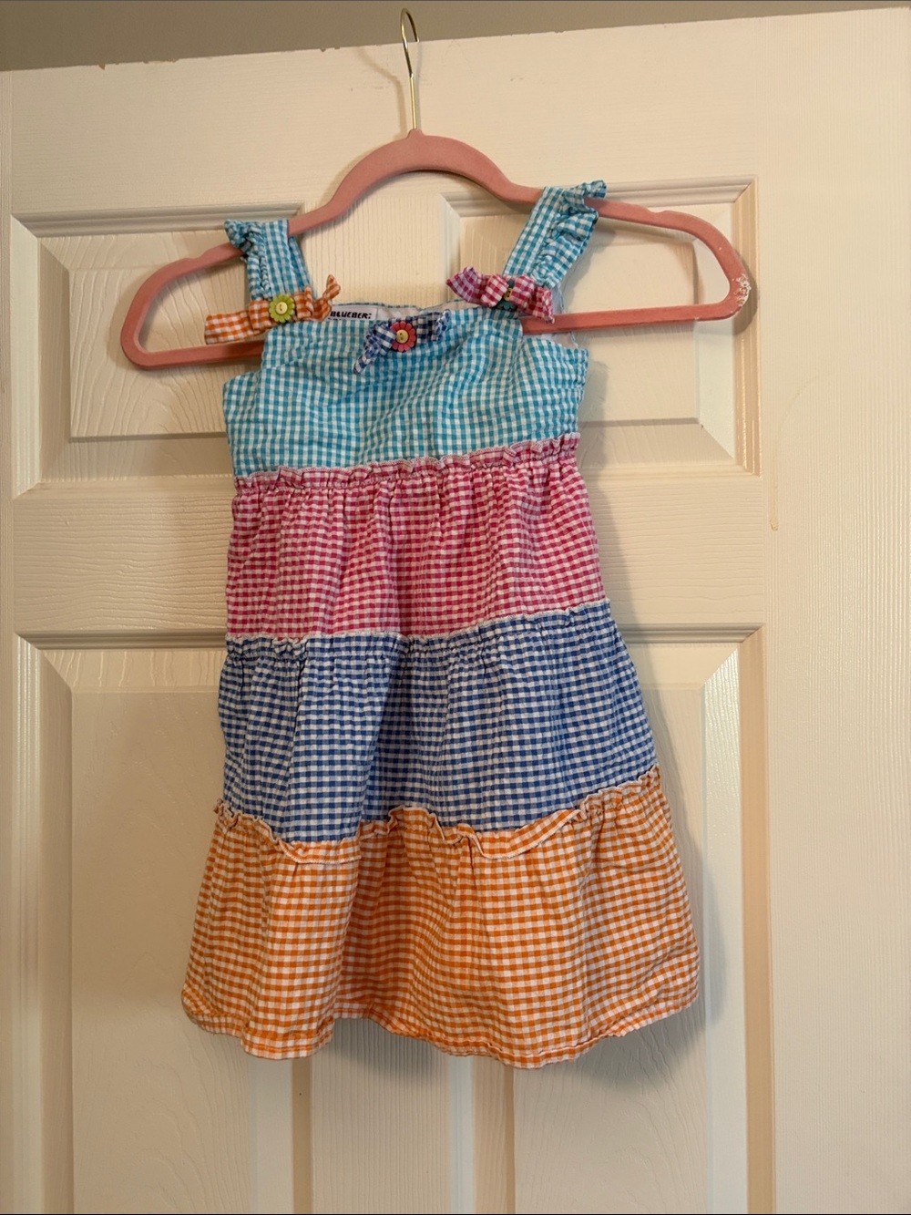 Blueberi Boulevard Multi-Color Gingham Tiered Sundress